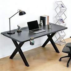 H N Quality Home 프리미엄 원목 파티션 게이밍 테이블, 블랙