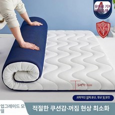 싱글 토퍼 매트리스 두꺼운, 1cm, 블루 베이스 3cm