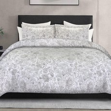 Elegant Comfort 럭셔리 3피스 양면 이불 커버 세트 - 1500 프리미엄 호텔 품질 극세사 페이즐리 패턴 - 버튼 클로저와 샴이 있는 이불 커버 트윈/트윈 XL, 페이즐리 그레이