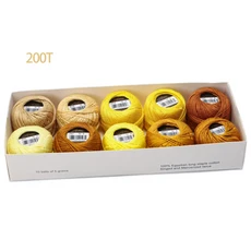 Amohilos-머서라이즈 이집트 면화 진주 실 사이즈 10 가지 색상 컬렉션 5 그램 미터 볼 세트 사용, 24 Set 200J