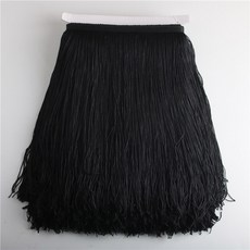1 메터/몫 30cm 긴 프린지 레이스 술 폴리 에스테르 트림 리본 라틴 댄스 스커트 커튼 바느질, 10 metros, Black, 1개
