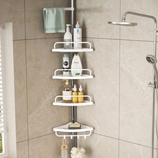 까마느 욕실 코너선반 무타공 기둥식 다용도 화장실 정리함, 화이트, 1개