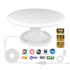 스마트 TV 실외용 RV 안테나 720 장거리 옴니 방향 수신 디지털 HD 안테나 신호 슈퍼 시그널 부스터 35피트 HDTV 케이블 다락방/캠핑장/RV/트럭/보트용. (블랙, WHITE, Large, 1개