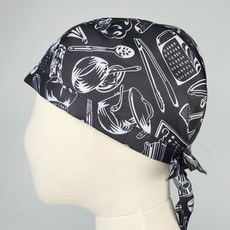 위생 요리 두건 요리사 모자 주방, 일러스트블랙, 1개