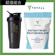 TRYALL 分離乳清蛋白, 1個, 1包+Imuscle限量黑金搖搖杯*1
