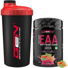 GEN GERMAN ELITE NUTRITION EAA 파우더 + 셰이커 - 휴먼 코드 포뮬러 8가지 필수 아미노산 함유 아미노 워크아웃 음료 맛있고 뛰어난 용해도 비건 532, 532g + Shaker, Candy Watermelon, 532g, 1개
