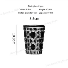 선물세트 유럽식 컬러체크 위스키잔 맥주잔 핸드메이드 꽃무늬잔 유리물잔 양주잔, 08 블랙