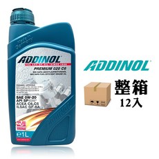 ADDINOL Premium 020 C6 引擎機油 有效清潔引擎內部 減少油泥積累 保持引擎運轉順暢, 0W-20, 12瓶, 1L