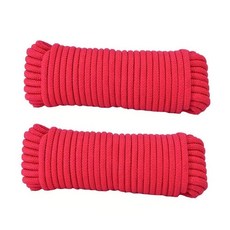 2피스 다이아몬드 브레이드 로프 옷 걸이 스트링 실내 유틸리티 빨랫줄 타이 풀 매듭 캠핑 아웃도어 퍼플 10M 139882, 10m 나일론 빨랫줄 레드 2팩