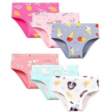 GRPSKCOS 여아용 속옷 6팩 용 속옷 100% 면 팬티 2-8세 여아용 03 무지개 풍선 168859