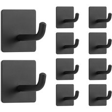리바버 304 스테인리스 스틸 접착 타월 셀프 스티키 월 블랙 6팩 i e s: 방수 샤워 가운/옷용 드릴링 없음 수건 걸이 욕실 주방 침실용 :i e, Black, 10 Packs