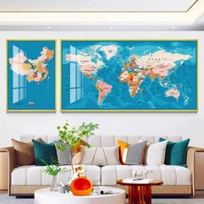 (M1H1) 세계지도 여행 마그넷보드 추억보관 A모델 50x100cm, 못 스타일 못 포함, 스타일 D 중국 영국 세계 지도