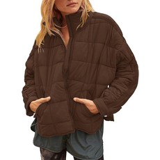 LNKQA여성용퀼트경량재킷다운코트긴소매지퍼오버사이즈패커블쇼트퍼퍼재킷 블루.129361