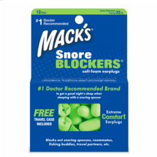 Macks 소프트 폼 스노어블락커 귀마개 + 케이스, 20개입, 1개