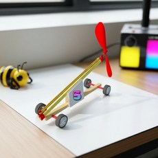 나무 고무동력 풍력자동차 만들기 동력전달 원리실험 프로펠러 미니카 조립교구 (2인용)