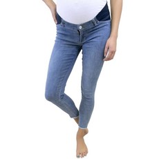 여성 임산부 청바지 언더 벨리 라이트 워시 울트라 스트레치