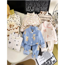 [아이이뽀] 아기 아동 극세사 겨울 잠옷세트 보들보들 유아수면파자마 아동털잠옷 극세사 투피스 실내복 기모수면세트