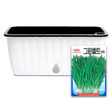 라운드오프 간단한 저면관수 텃밭화분 set, 텃밭화분+부추