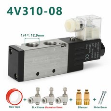 솔레노이드 밸브 공기 제어 밸브 3/8 인치 BSP 포지션 2 포트 5 포트 2/5 웨이 4v310-10 8 12V 24V, 32) SL 4V310-08 8mm - DC24V, 1개