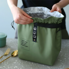 대용량 직장인 학생 피크닉 보냉 보온 런치백 도시락 가방, 올리브그린, 1개