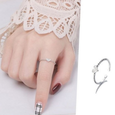 큐빅 실버반지 커플반지 오픈 얇은 하트 우정