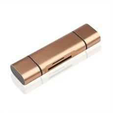 3in 1 USB2.0 카드 리더 OTG 어댑터 타입-C 마이크로 TF SD 메모리 (휴대폰 노트북 카메라용), 02 golden