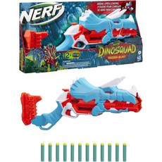 NERF 恐龍小隊三角龍射擊器 DinoSquad Tricera-Blaster 三炮射擊玩具，內含12發彈鏢，安全材質，操作簡單，激發想像力, 1個