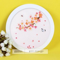 동양자수 펀치니들 DIY 재료 패키지 자수도안 취미키트, 벚꽃 웃음 자재+자수 벨트+원형 프레임, 1개