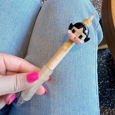 卡通稀奇古怪中性筆掛件可愛筆刷題少女ins學生0.5黑色高顔值按動, 1個, 稀奇古怪【胖黑】