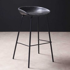 바스툴 빈티지 바의자 높은 체어 엔틱 인테리어 홈바 가죽 의자 식탁, 레트로 그레이 블랙 (75cm)