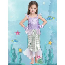 小美人魚兒童公主裙角色扮演服裝，萬聖節派對公主裝扮，台灣熱賣兒童表演演出服