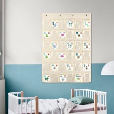 스마트 월포켓 벽수납함 벽부착 양말 카드 속옷 벽걸이 정리함 수납포켓 가방 미니수납 정리, 1개, A. 베이지 6칸