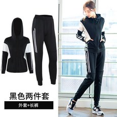 跑步運動套裝 健身服飾, 1個, 黑色2件套外套長褲 收藏推薦 送腰包,XL 適合120136斤, 黑色, 2件套外套長褲