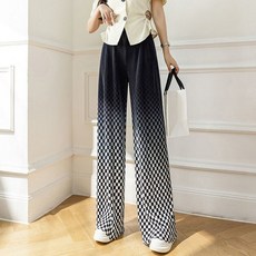 Summer Plaid Checked Tie Dye Pants Woman 2022 Elasticity Casual Straight Vintage Loose Baggy Womens