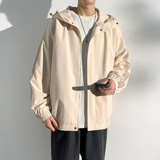 女款三條杠衝鋒衣外套 防風薄款運動夾克 寬鬆連帽設計, L, 杳色