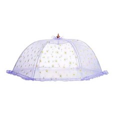 라운드 식탁 레이스 통기성 접이식 먼지 커버 식품, 1. 보라색, 1개