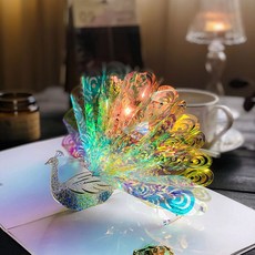 教師節賀卡 3D立體可摺疊 孔雀生日卡片 送老師, 1個