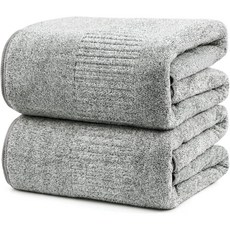 대형 목욕타월 2개 88.9x160cm 부드러운 대나무 섬유 샤워타올 흡수력 좋고 빠른 건조 수영 비치 목욕용 겨울용, 회색, 1세트