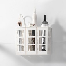 다용도 벽걸이 고데기 드라이기 헤어 욕실 정리함, 다원-화이트, 1개