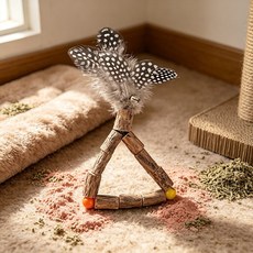 貓咪鈴鐺羽毛貓玩具 磨牙解悶, 三角木天蓼, 1個