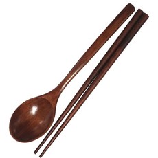 카멜 나무 옻칠 수저세트 1인 성인 숟가락젓가락세트, 1세트