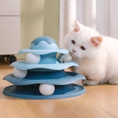 슈슈펫 아이스크림 4단 타워 고양이 트랙볼 장난감, 1개, 블루