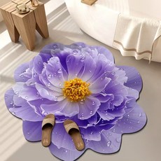 3D花卉硅藻泥地毯家用浴室地墊衛生間門口吸水防滑腳墊淺紫40*40【二代硅藻泥】, 1個, 淺紫