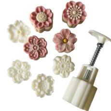 50克絢麗櫻花月餅模 中秋月餅模 綠豆糕模 冰皮月餅模 手壓式月餅模, 1個, (E45)50克絢麗櫻花(1桶4花片), (E45)50克絢麗櫻花(1桶4花片)