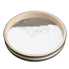 Wooden Ocean Drum 10 Inch Natural Color Orff Instrument with Rolling Beads & Transparent Design -, Wooden Ocean Drum 10 Inch Natu