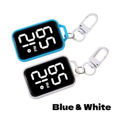 1/4pcs LED 키체인 포켓 시계 디지털 디스플레이 전자 젊은 학생 배낭 열쇠 펜던트 선물, Blue and White 2pcs
