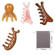 [대욱] 문어괄사도구 마사지 빗 두피 경락 마사지 빗, 핑크색+나무색*3  C, 1세트
