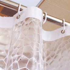 BO雜貨 水立方半透明浴簾 防水防霉PEVA材質 附耐用掛勾 浴室隔間簾, 1個