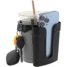 블랙 그레이 가죽 자전거 컵 및 휴대폰 홀더 핸들바 마운트 - 전기 자전거 크루저 통근용 자전거용 물병 홀더 키 후크 포함 139021