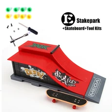 6in 1 핑거 스케이트보드 DIY 파크 램프 부품 장면 조합 세트 어린이 실내 가정용 장난감, 02 6E